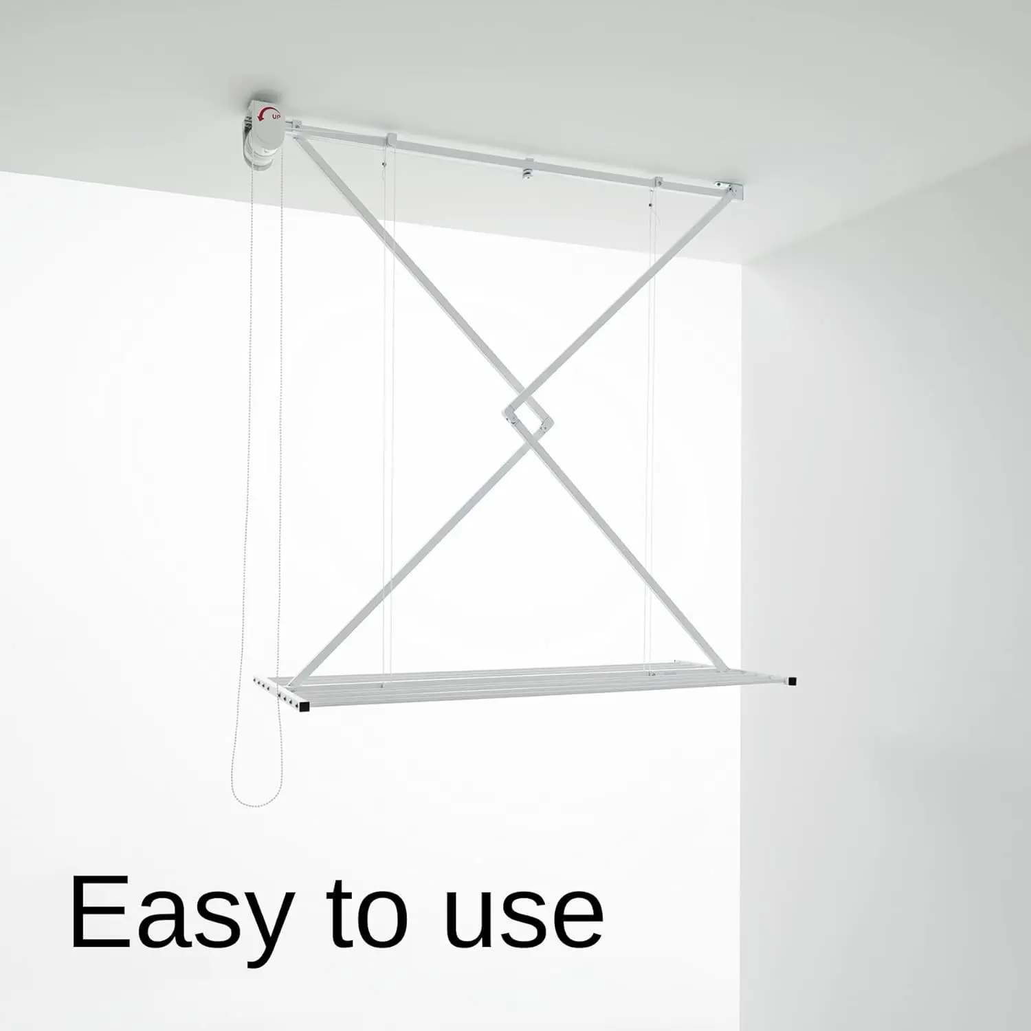 Mini, Ceiling Mounted Clothes Drying Rack, Pulley Clothesline, Vertical Folding Laundry Drying Rack 50.4x21.25x9.8 in