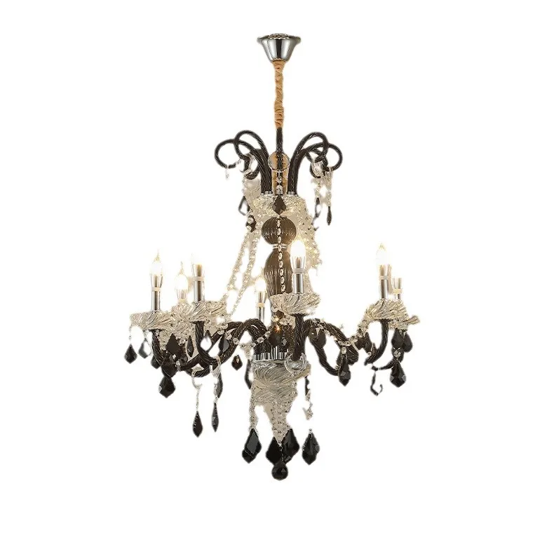 

French, crystal, chandelier, American, retro, cream style, living room, crystal