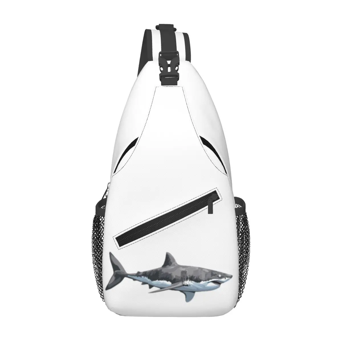 Great White Shark Chest Bag Men Sling Crossbody Backpack Chest Bag Travel Hiking Daypack Shoulder Bag