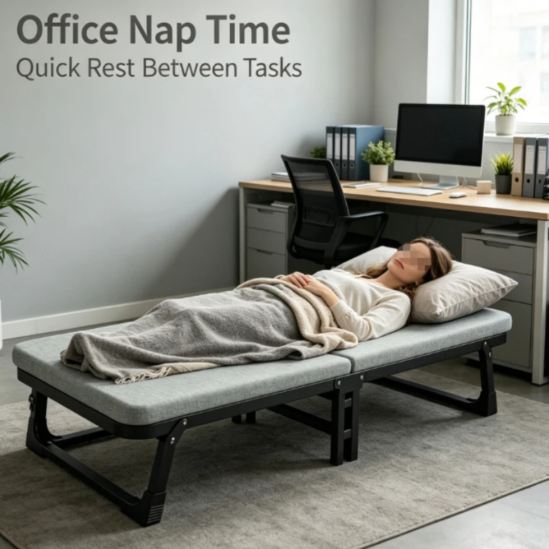 Folding Office Nap Bed With Thick Mattress And Flat Surface For Workplace Rest Area Modern Space Saving Furniture