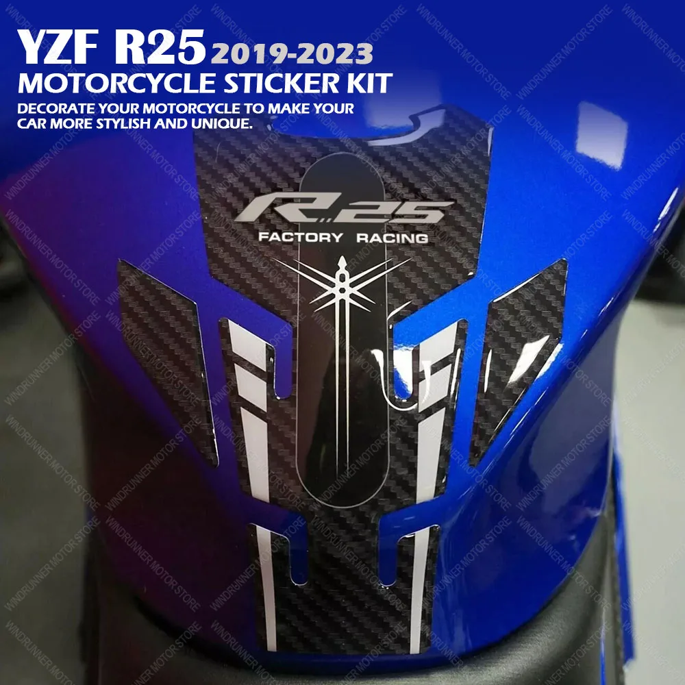 

For YZF R25 2019-2023 Motorcycle Accessories Tank Pad 3D Gel Epoxy Resin Stickers Kit Anti-Slip Waterproof Sticker