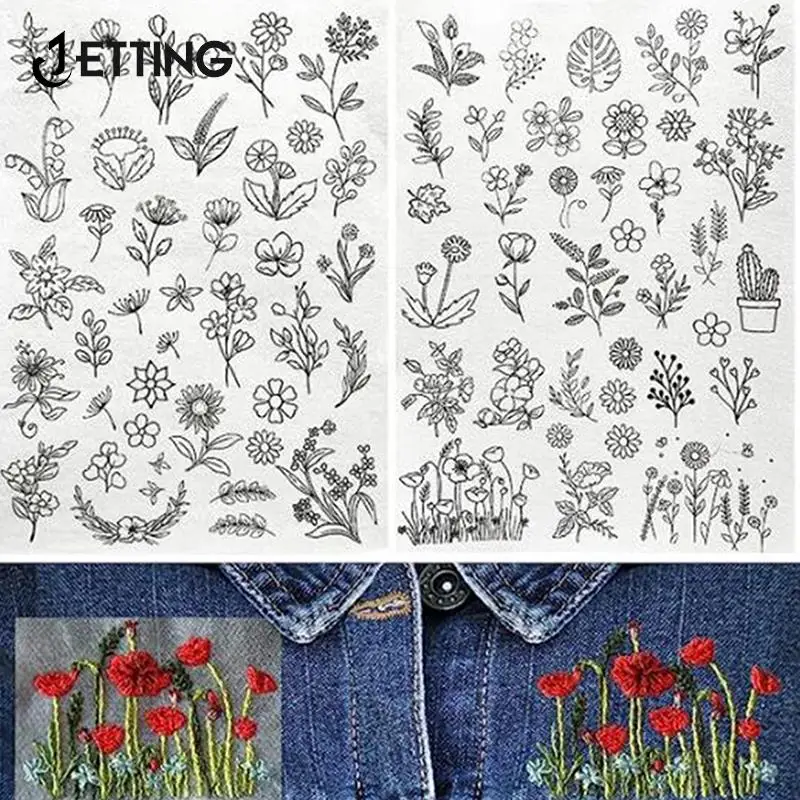 2/4pc Water Soluble Stabilizer Embroidery Stick And Stitch Embroidery Paper Tear Away Embroidery Stabilizers With Flower Pattern