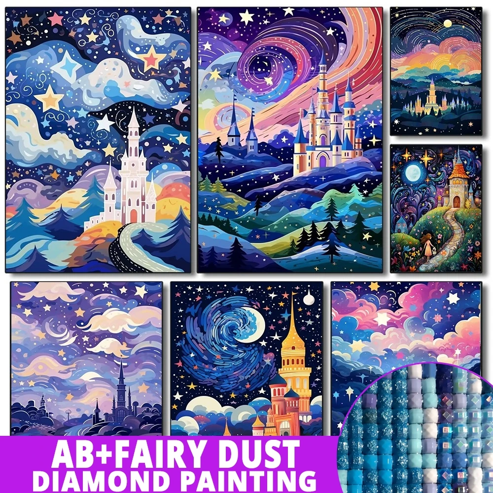 Fairy Dust AB Cartoon Wonderland Castle 5D Diamond Painting Kits Fantasy Castle DIY Drills Mosaic Embroidery Cross-stitch Gift