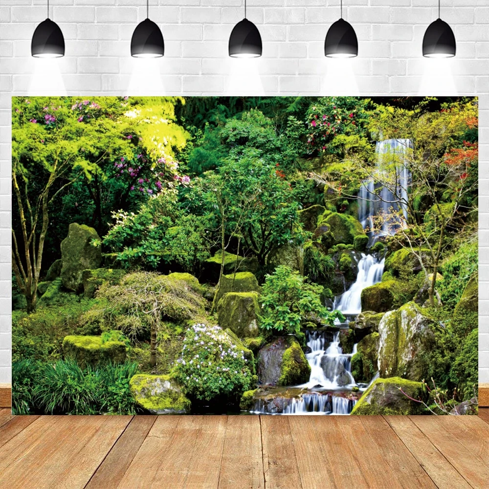 Natural Landscape Backdrop Flower Trees Mountain River Birthday Party Holiday Outing Portrait Photography Backdrop Wall Decor