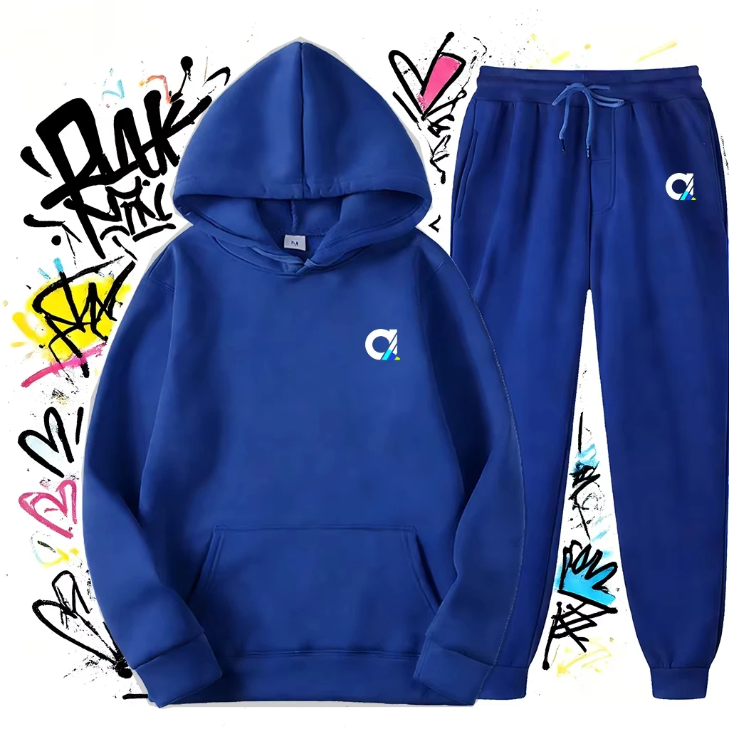 Men's Hoodie 2‑Piece Tracksuit, Casual Long‑Sleeve Sweatshirt‑Pants Streetwear Outfit