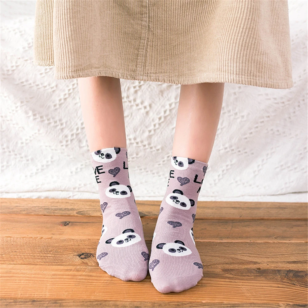 Cute Animal Korean Style Women Cat Panda Dog Bear Cartoon Socks Soft Cotton Casual Sport Streetwear Dropship