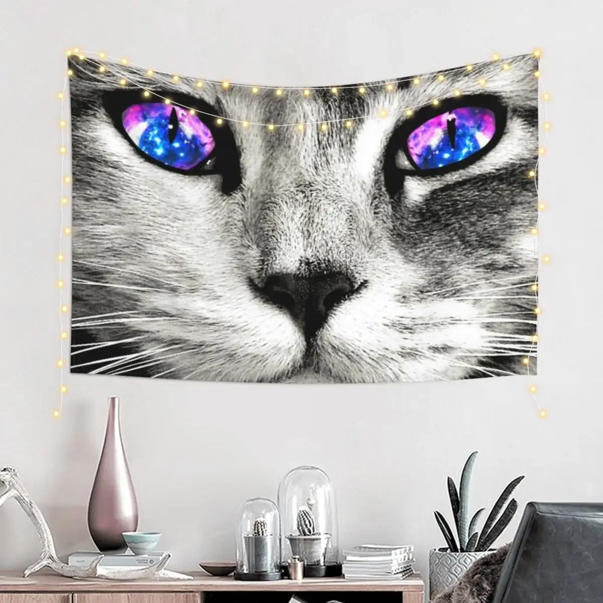 Galaxy Cat Eyes Tapestry Wall Coverings Wall Decoration Items Aesthetics For Room Tapestry