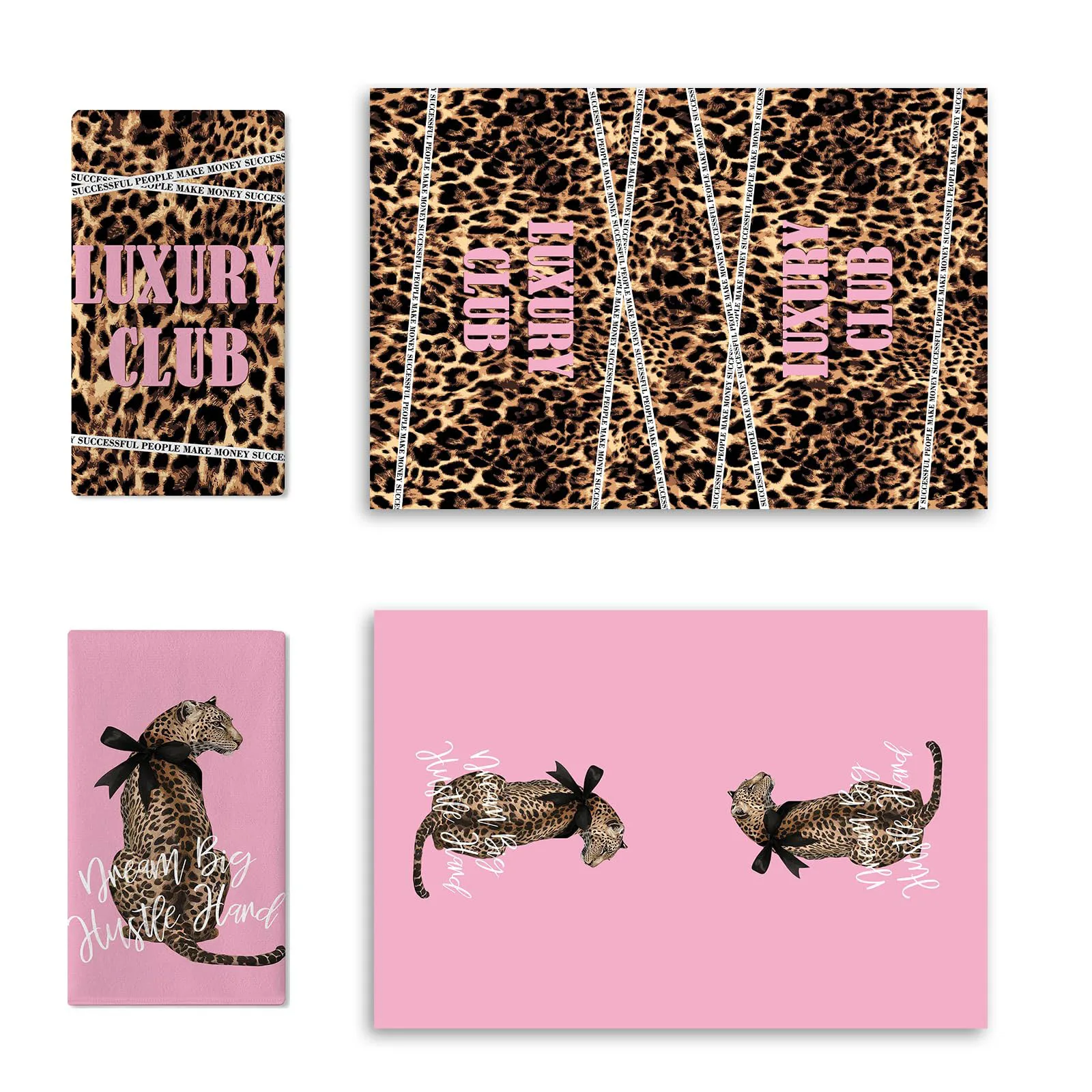 2 Pcs Pink Leopard Print Towel Set | 