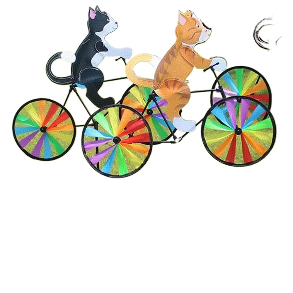 Three-dimensional Cartoon Animal Riding Windmill Cartoon Modelling Wind Spinners Bicycle Wind Spinners Standing Pole Lawn - view 6