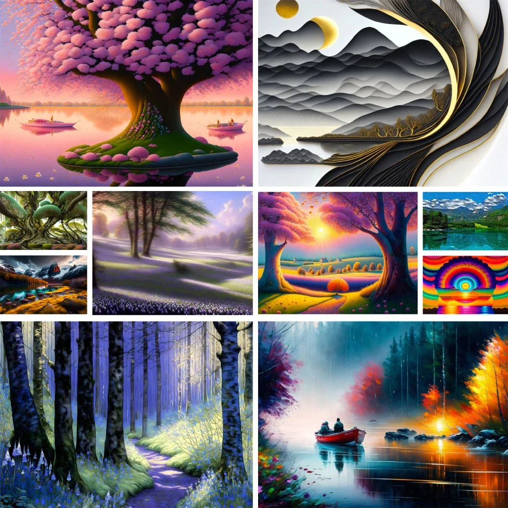 

600628 Wonderful Nature Tree Paint By Numbers Complete Kit Acrylic Paints 50*70 Canvas Pictures New Design Crafts For Adults