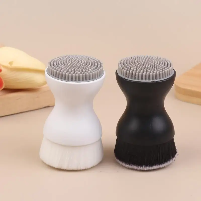 Mini cepillo de limpieza Facial Manual, cepillo Facial de masaje de silicona, cerdas suaves, dispositivo de limpieza de mano de doble cara, limpiador de poros