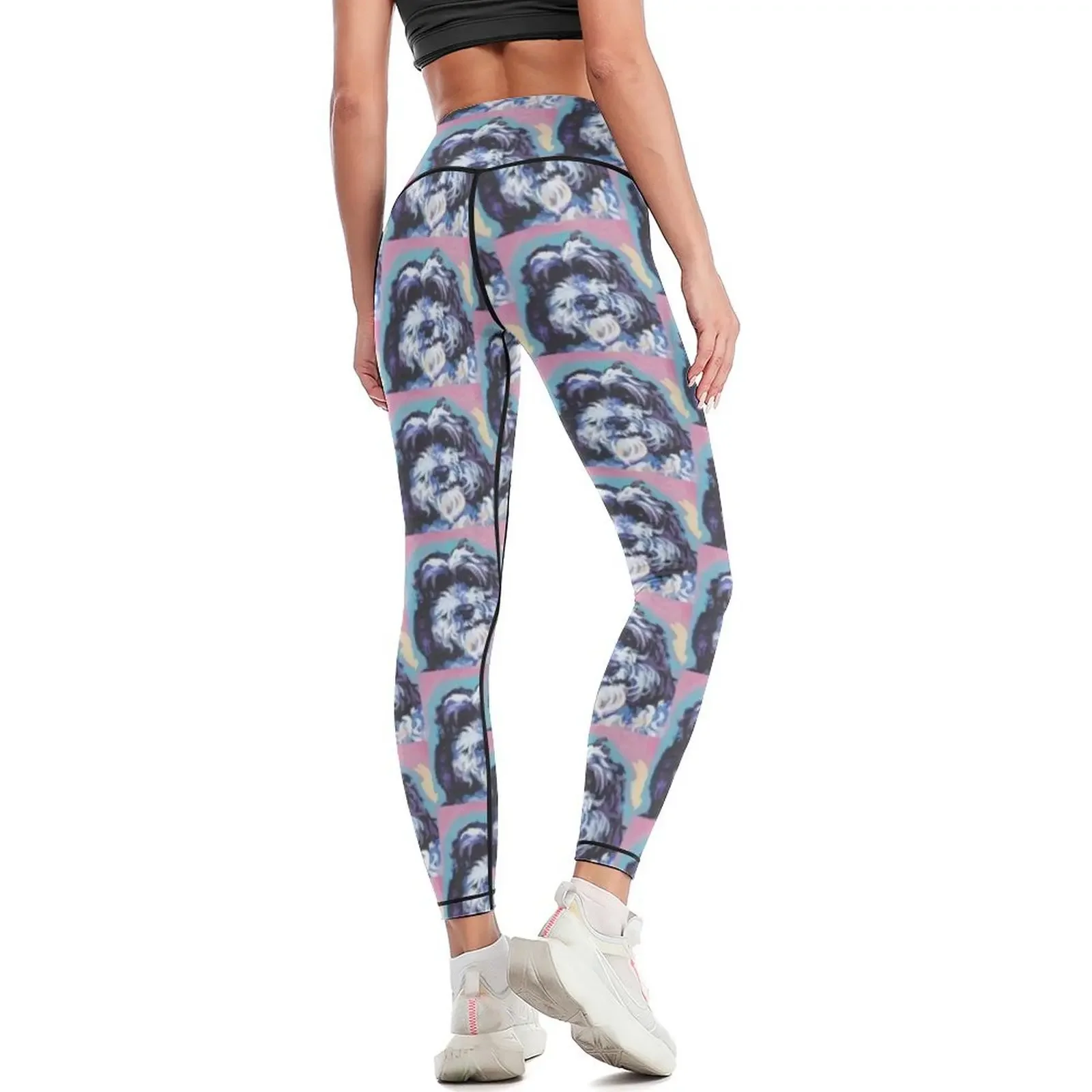 Cockapoo Dog Heldere kleurrijke popdog-kunstlegging Fitness vrouw legging push-up dameslegging