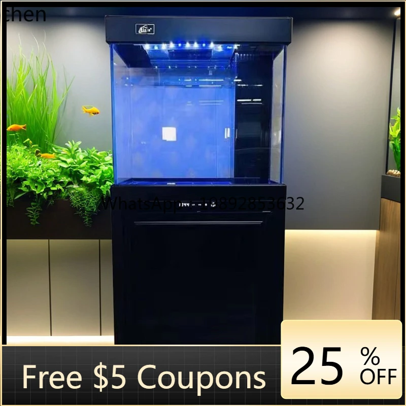 

fish tank living room household medium-sized new ultra-white bottom filter partition glass floor lazy ecological aquarium