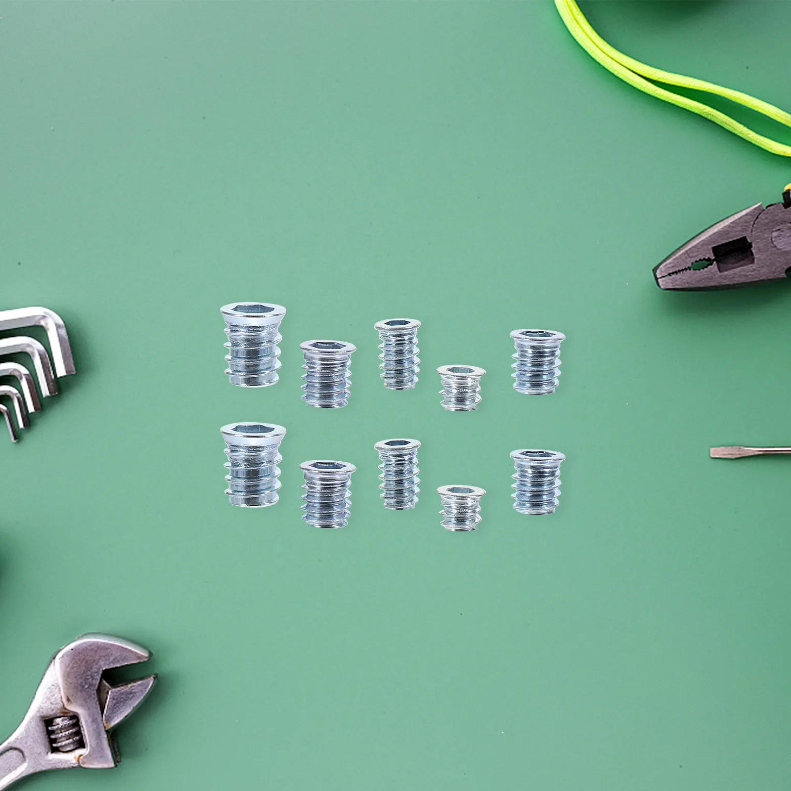 100Pcs Threaded Wood Inserts Zinc Plated Iron Hardware Nuts for Furniture Easy Installation Threaded Inserts Embedment Nuts