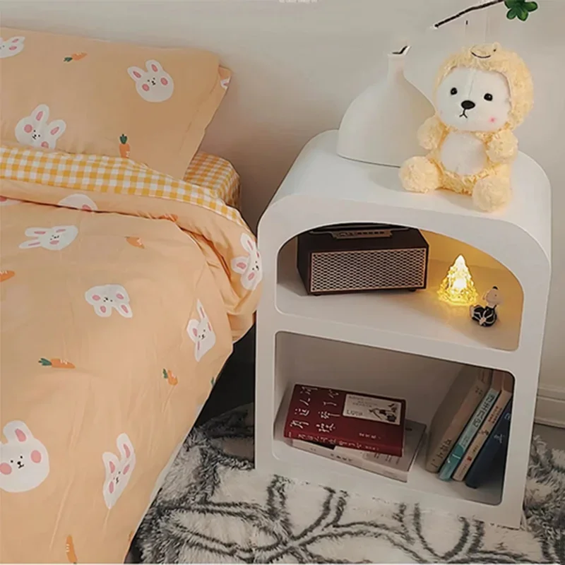 Nordic Cream Bedsides Table White Aesthetic Drawers Storage Bedsides Table Room Organizer Mesita De Noche Dormitorio Furniture image 2