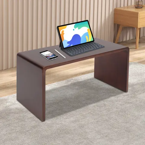 Valnötsfärgad massivt trä C-format sidobord Multifunktionellt C-format soffbord för vardagsrum, soffa, sovrum 10 best sales sidobord i trä - №10