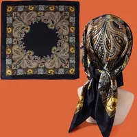 Luxury Brand Square Silk Scarf Women Shawl 90*90cm Cashew Print Kerchief Femme HeadScarf Foulard Satin Bandana Hijab random - Image 3