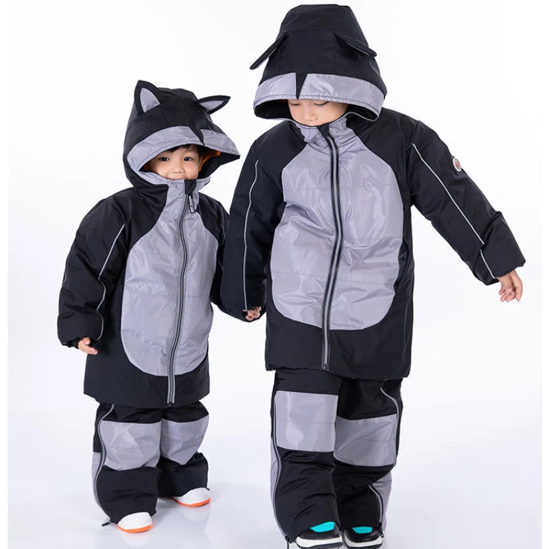 

Winter Plush and Thickened Children's Cold-proof Jacket Windproof and Rainproof Outdoor Snowmobile Riding Warm Suit