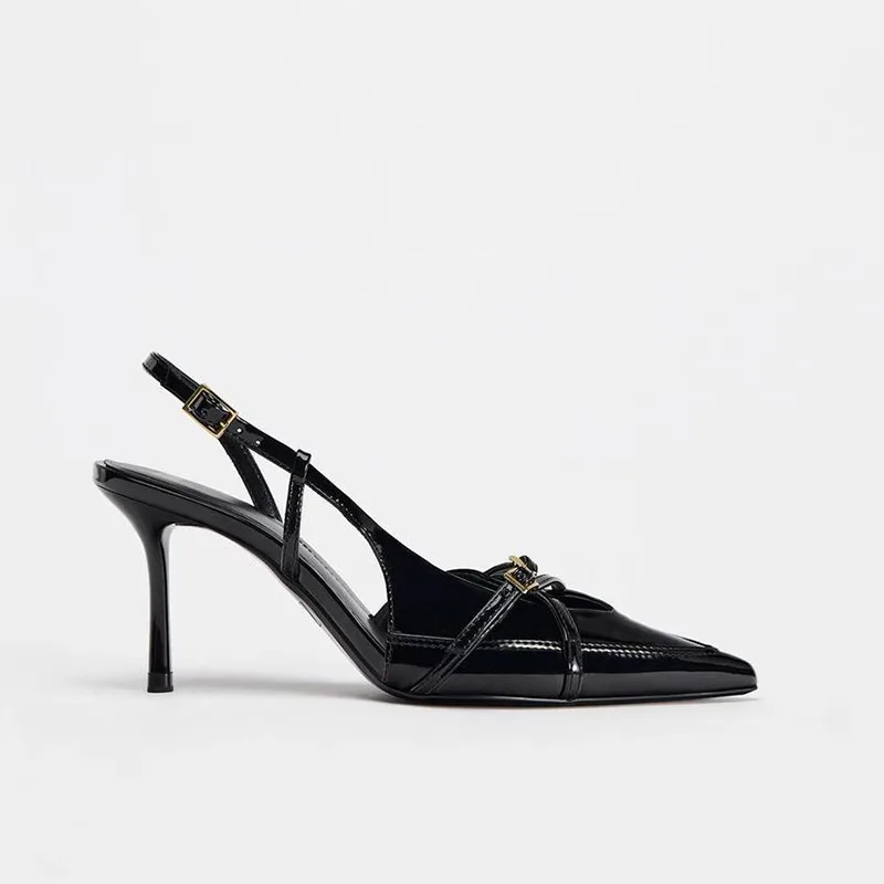 Sling Women Shoes Street Style Sexy Buckle Strap Women Sandals Pumps Elegant Pointed Toe High Heels Banquet Party Slingback Shoe - view 5
