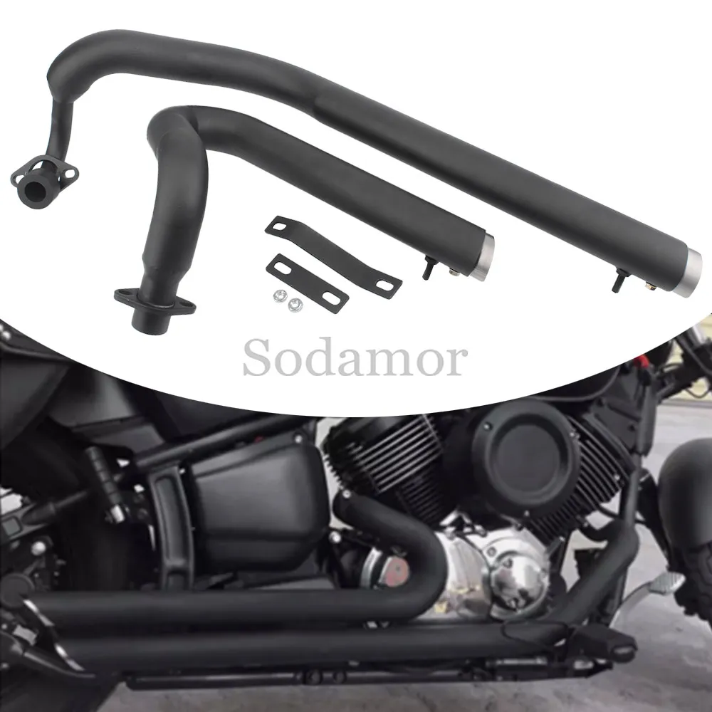 Motorcycle Accessory Black Exhaust Full System Silencer Tube Muffler Pipe Stainless Steel Aluminum Alloy For Yamaha DRAGSTAR 400