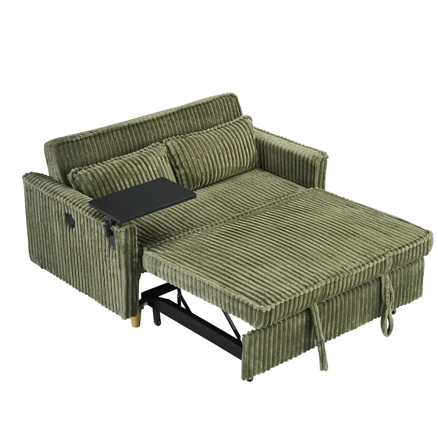 #Convertible Sleeper Loveseat Pull Out Bed Corduroy Side Table Living Room Apartment