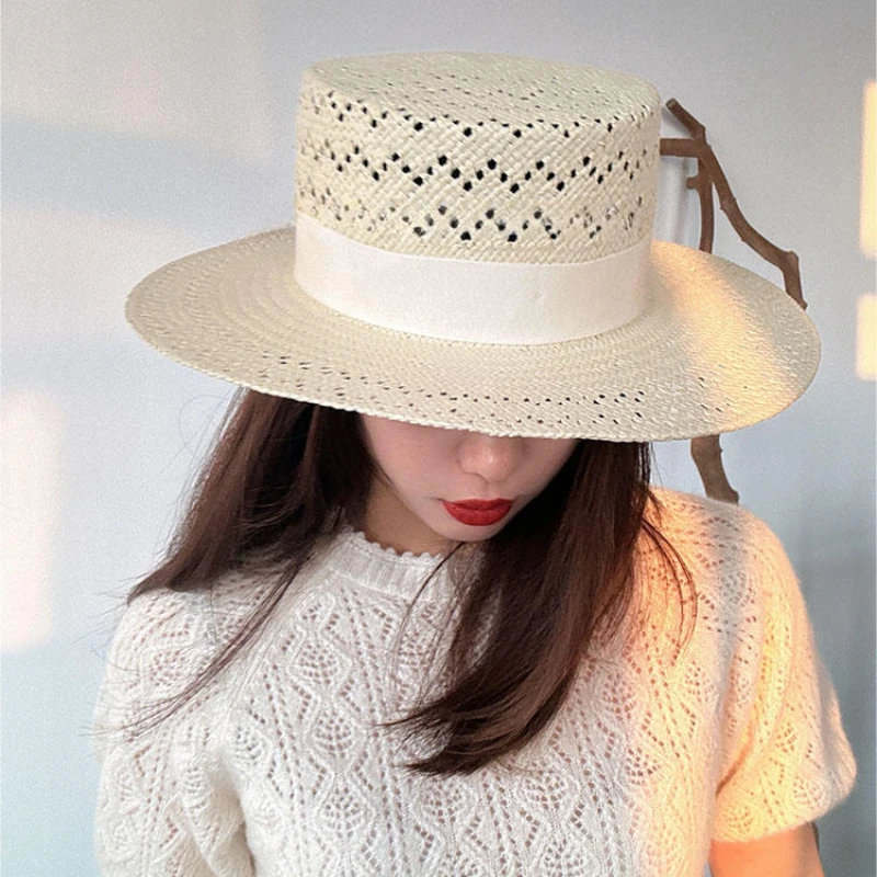 

Весенне-летняя новая модная повседневная соломенная шляпа USPOP ручной работы с отверстиями, плоская шляпа из бумаги, уличная соломенная шляпа для защиты от солнца