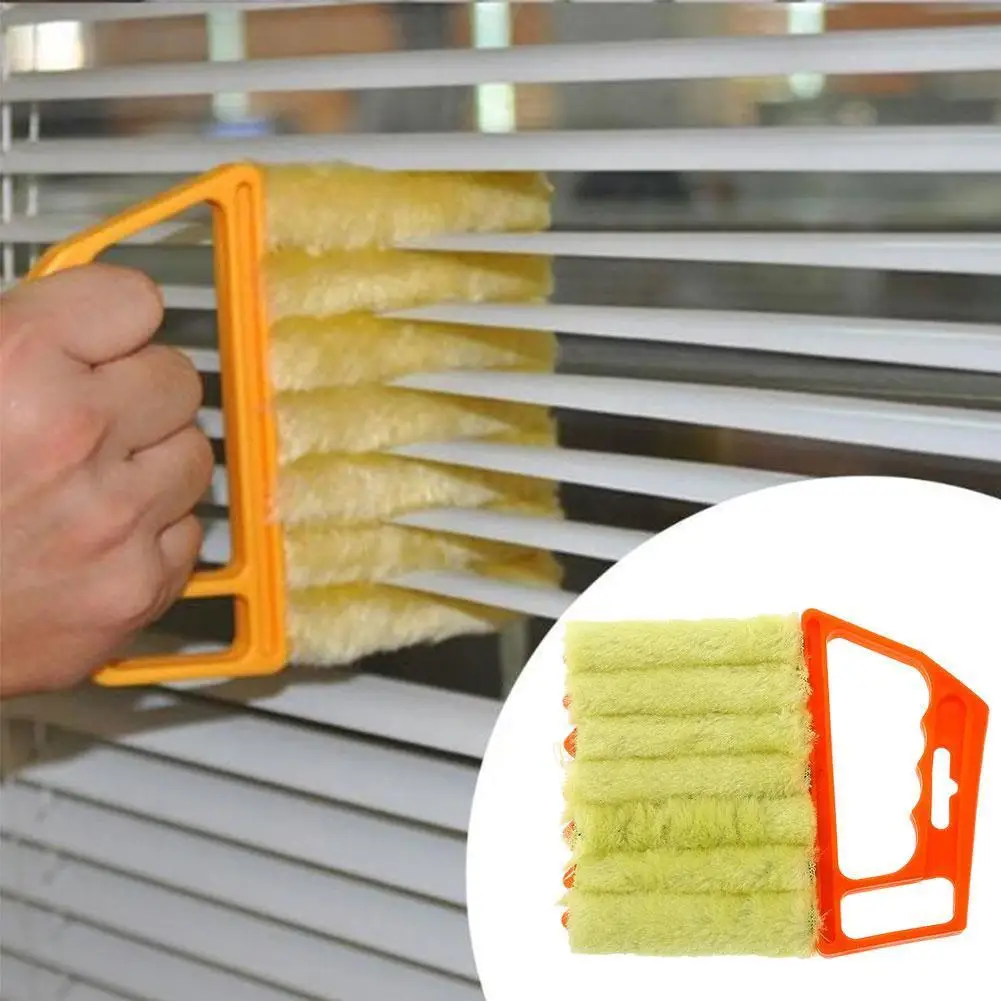 Window Cleaning Brush Air Conditioner Duster Cleaner With Washable Venetian Blind Cleaning Cloth Groove Window Cleaner