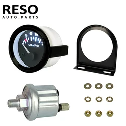 RESO   12V Black Dial 52mm 2 Inch Oil Pressure Gauge /Water Temperature Gauge Meter Kit With Sensor Instrument Rack 100 PSI