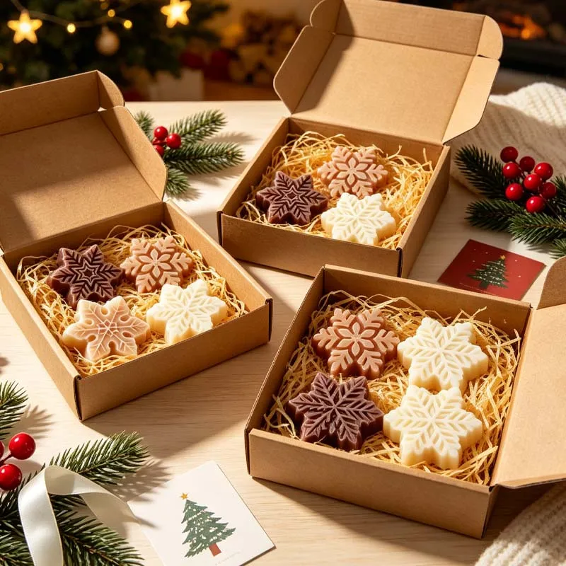 Weihnachten 7-teilige Schneeflocken-Duftkerzen-Silikonform DIY Schneeflockenförmige handgemachte Seifenformen Gips-Harz-Ornamentform