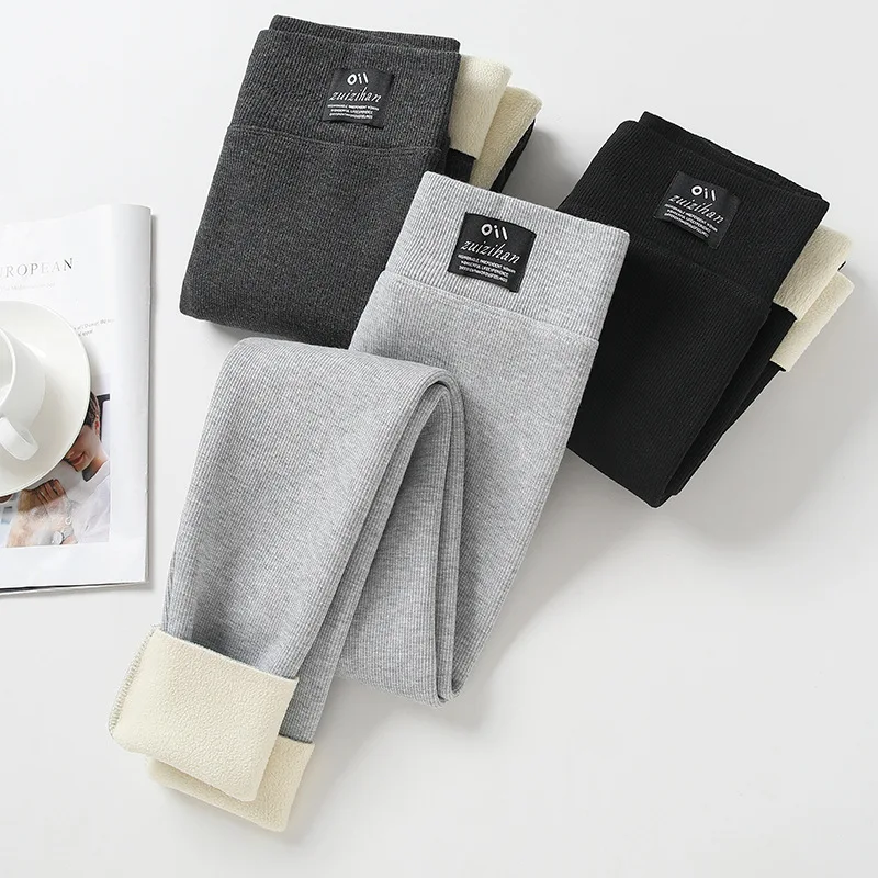 Winter Leggings for Women, Thicken Fleece Lined Tights, Thermal Ribbed Ladies Long Pants, High Waist, Warm, Sexy Lifts Buttocks