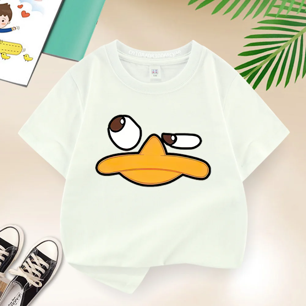 Disney Boys Girls Cute little Yellow Duck Short sleeve baby baby creative cartoon casual T-shirt funny street Harajuku top