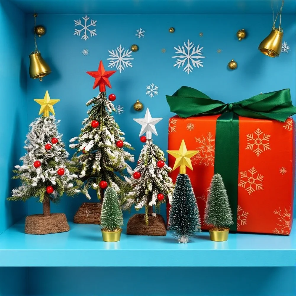 6 سنتيمتر شجرة عيد الميلاد توبر ستار الديكور الحلي شجرة عيد الميلاد قلادة علوية عيد الميلاد ديكور المنزل 2026 السنة الجديدة حفلة هدية نافيداد