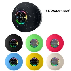 Wireless Bluetooth Speaker Shower Bathroom Waterproof Colorful LED Light Flashing V5.0 High Sound Mini Speakers With Suction Cup