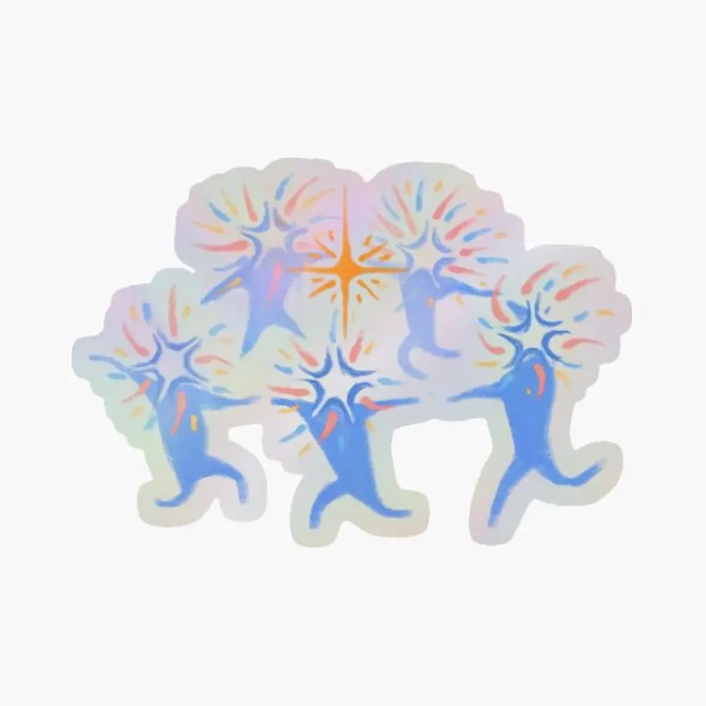 star children  Holographic Sticker for Laptop Decor Bedroom Car Cute Cartoon Art Fashionable Public Suitcase
