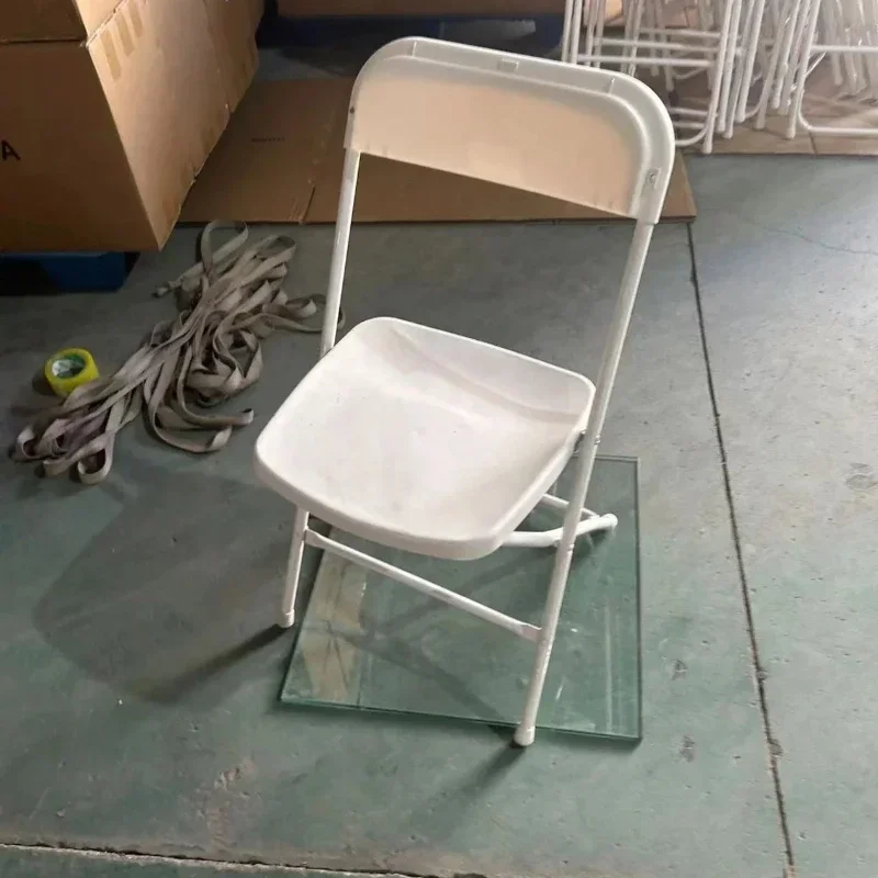 Portable White Metal Folding Chair - 10 Packs of Stackable Chairs for Weddings, Parties, Events, Offices, and Outdoor Dining