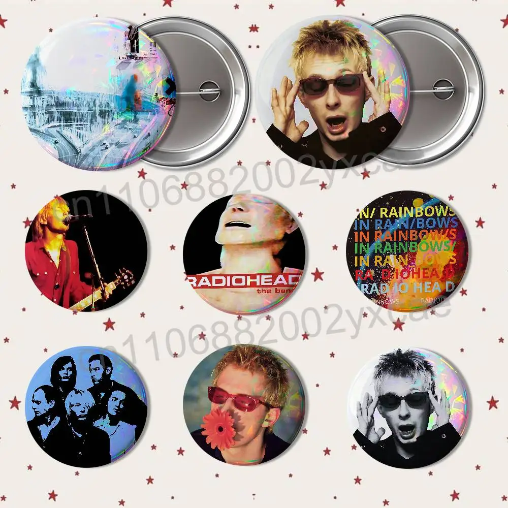 OK Computer Thom Yorke Radiohead Laser reflective round badges pins bag clothing decorations collectibles gifts for friends