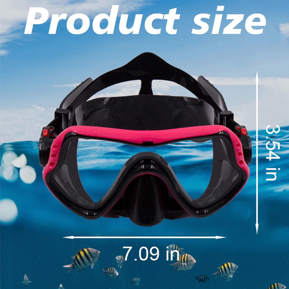 Máscara de esnórquel, gafas de natación, máscara de buceo de marco grande de vidrio HD antivaho profesional con cubierta para la nariz, adecuada