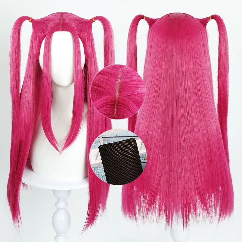In Stock Mira Huntrix Cosplay Wig for Kids Anime Movie Hot Pink  70cm Long Hair Heat Resistant Synthetic Hair Wig + Wig Cap