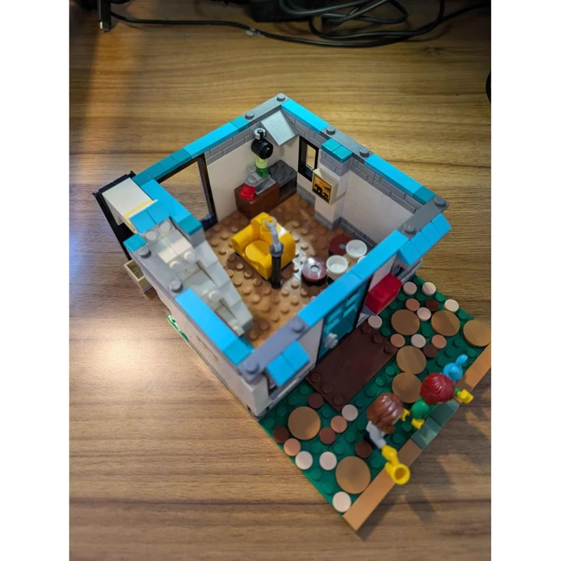 Moc اللبنات 16 وحدات واسعة مريحة منزل نموذج التكنولوجيا الطوب الجمعية مدينة عرض الشارع عطلة البناء الهدايا لعبة #4