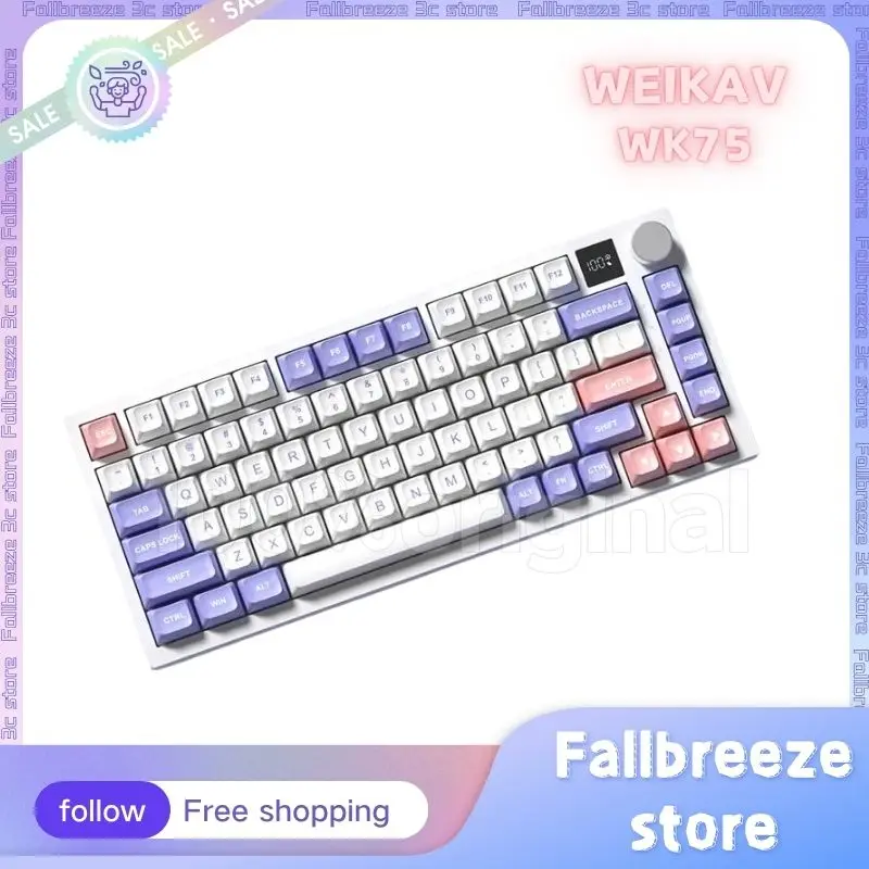 

WEIKAV WK75 Wireless Mechanical Keyboard Kit 3-Mode Bluetooth Keyboard With Screen RGB Backlit Hot Swap Gaming Keyboard Kit Gift