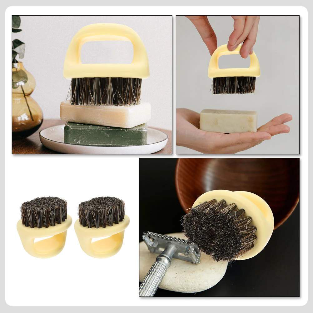 2 Pcs Mens Beard Comb Men's Brush Household Kit for Beige Handheld Grooming Supplies Man