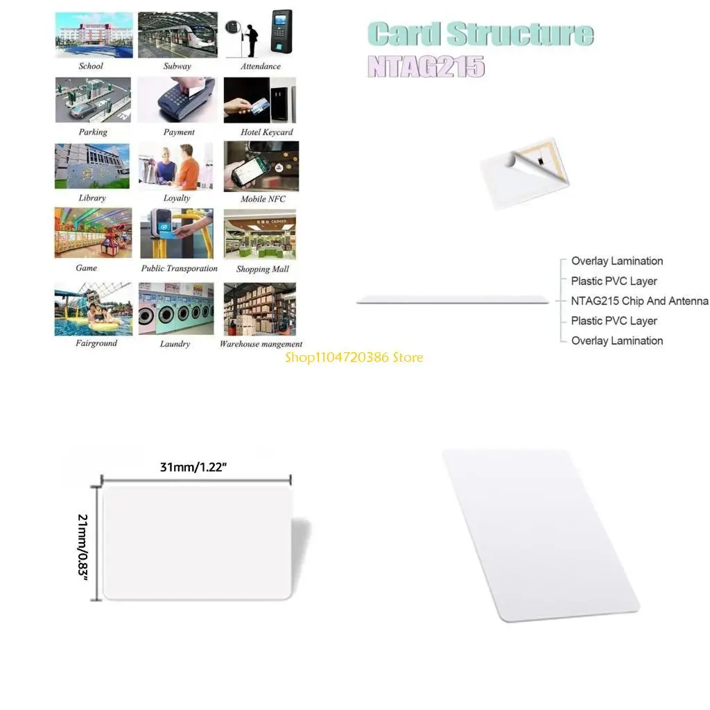 

K0EA, 100 шт., NTAG215, пустая копия для производства игр, ПВХ-бирки, 13,56 МГц, TagMo