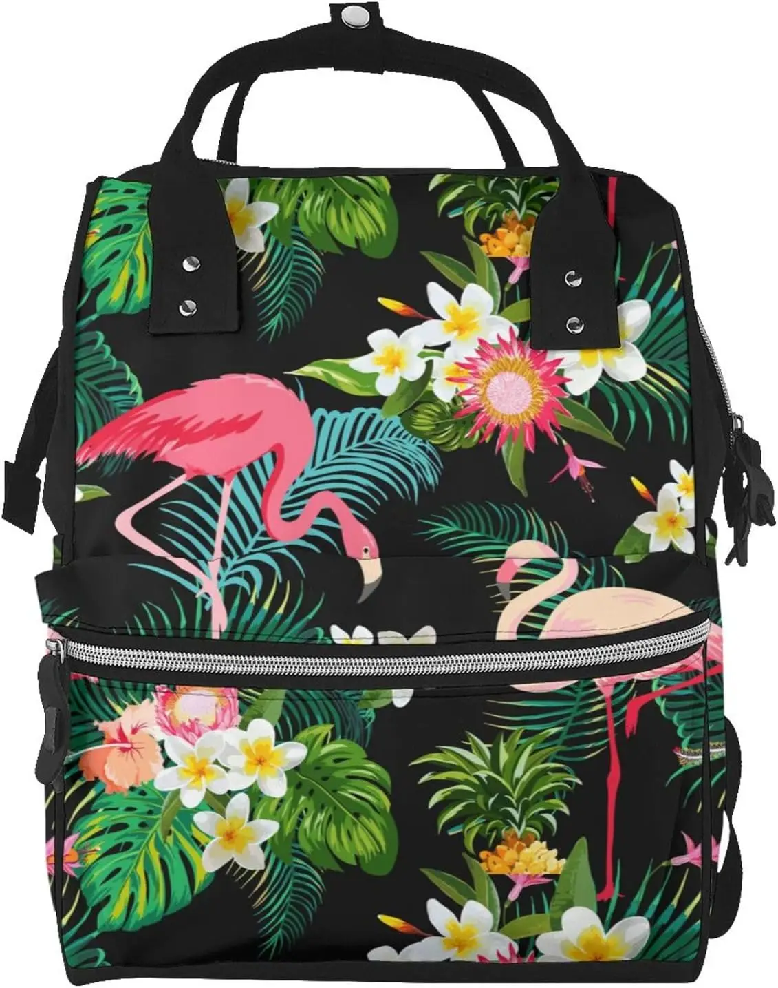 

Tropical Flamingo Diaper Bag Backpack for Women Large Capacity Nappy Bag Multifunction Waterproof Mummy Backpacks for Mom Dad Es