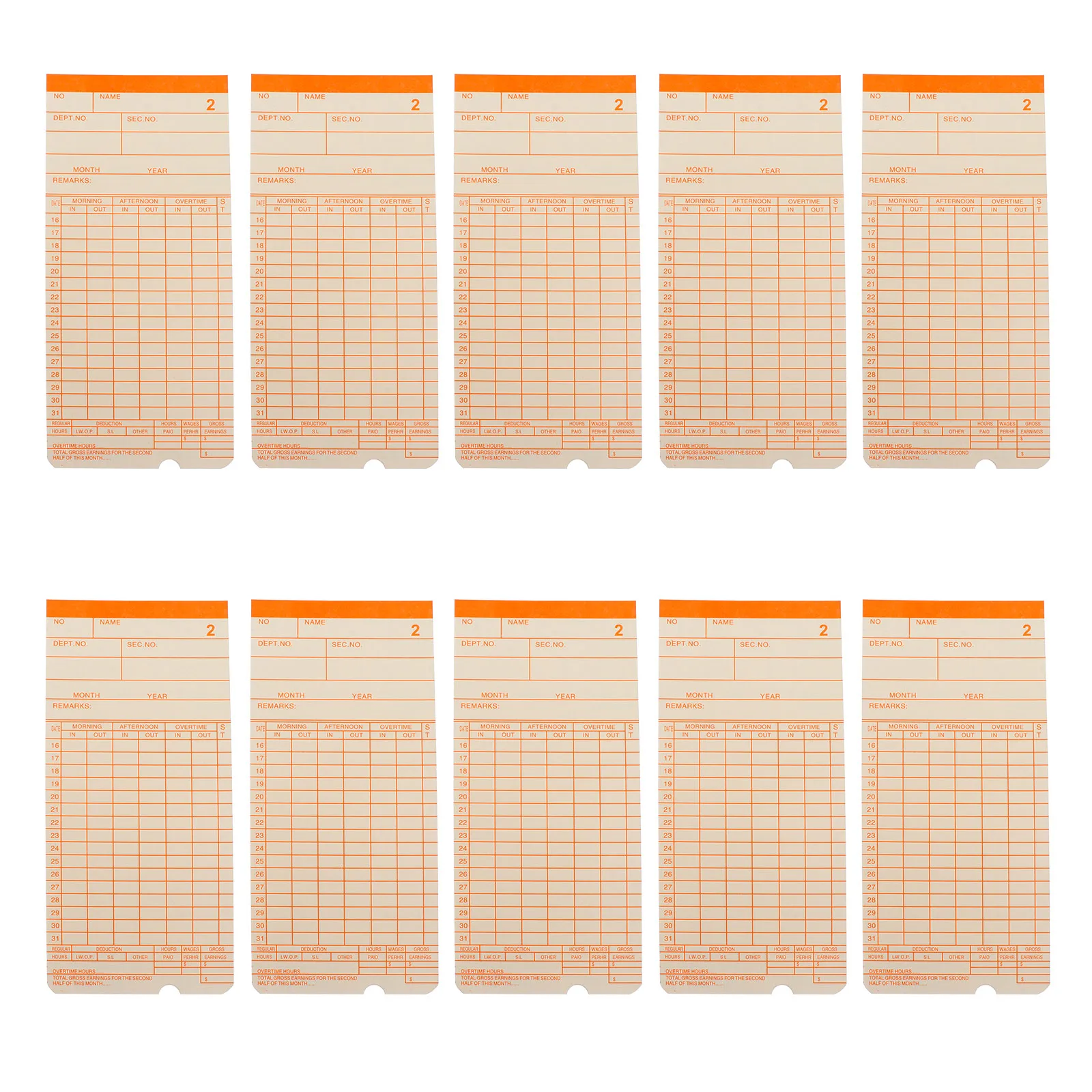 Attendance Cards Time Office Factory Recorder Monthly Format Clocking Card For Warehouse Company Commuting Records