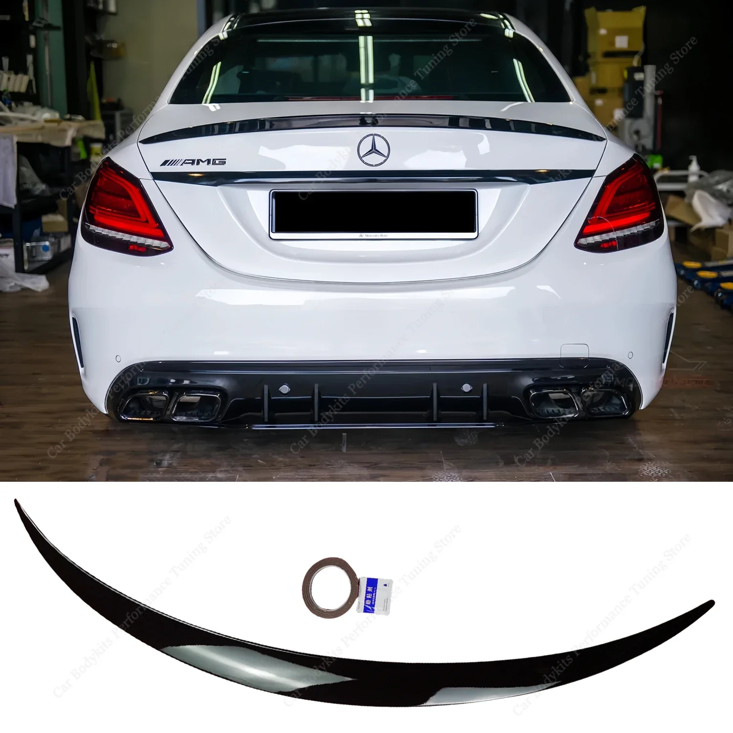 

For Mercedes W205 Style Rear Spoiler C180 C200 C250 C300 C43 4-Door 2015-2021 Rear Trunk Tail Wing Lid Bodykits Tuning