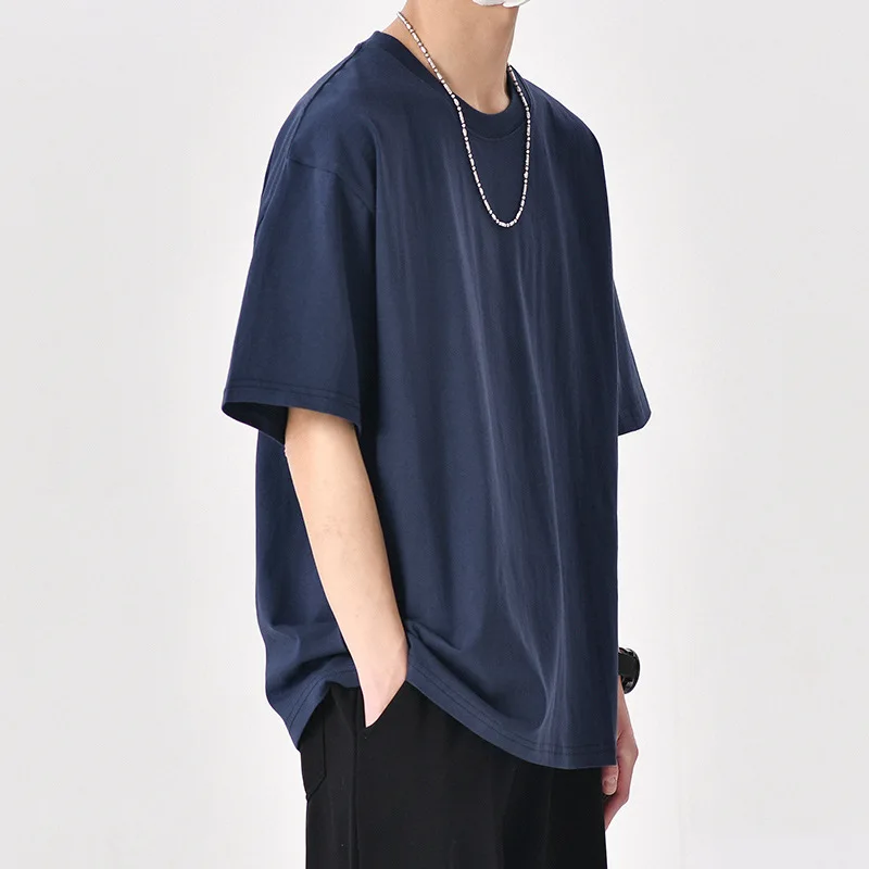 MRMT 2026 Brand New Men\'s Tshirt Medium Sleeve Loose Cotton Five-sleeve Fashion White T-shirt for Male Round Collar Tops Tshirt