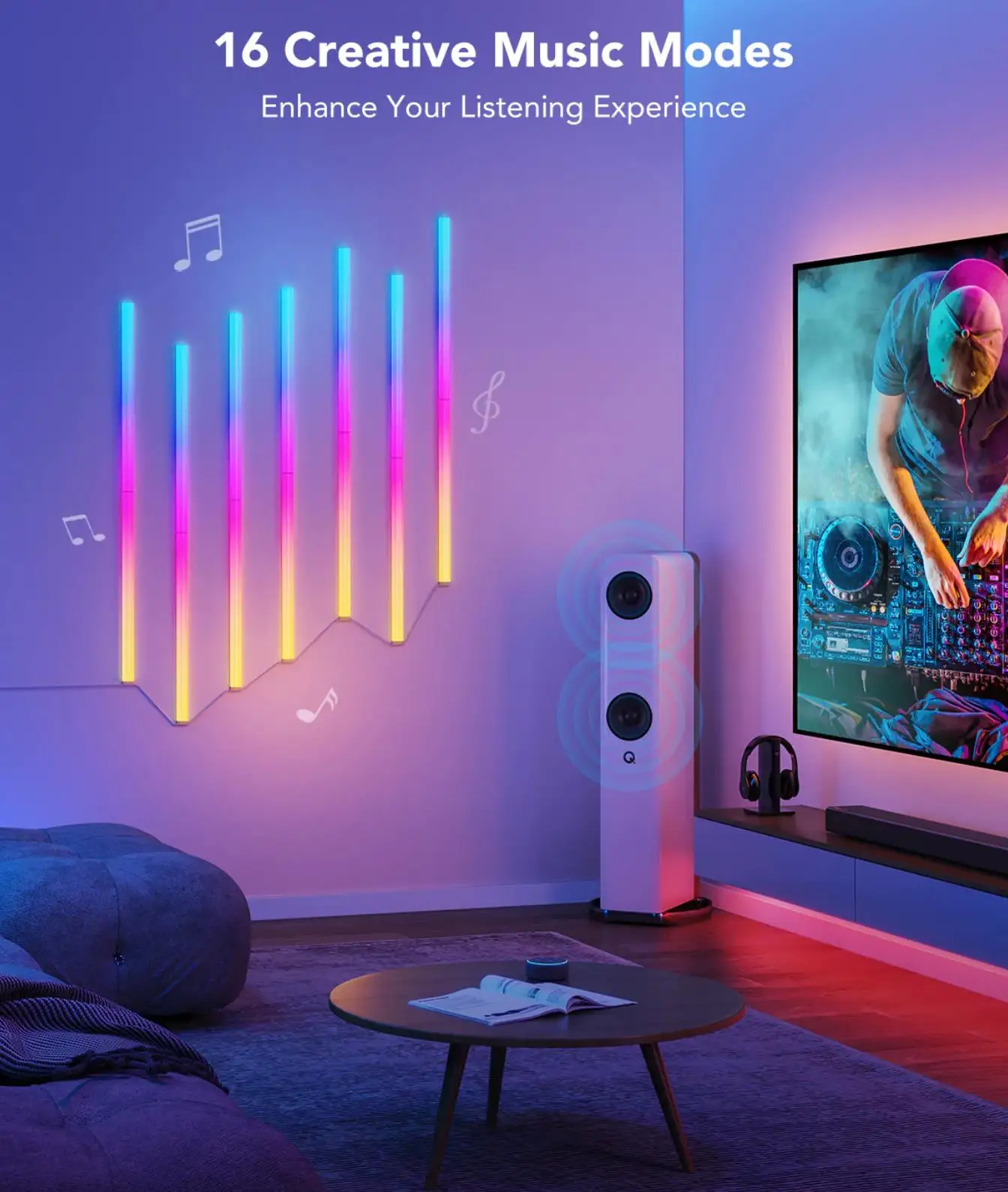 New design gaming room decor holiday indoor lighting colour changing rgb Smart led tube light bar