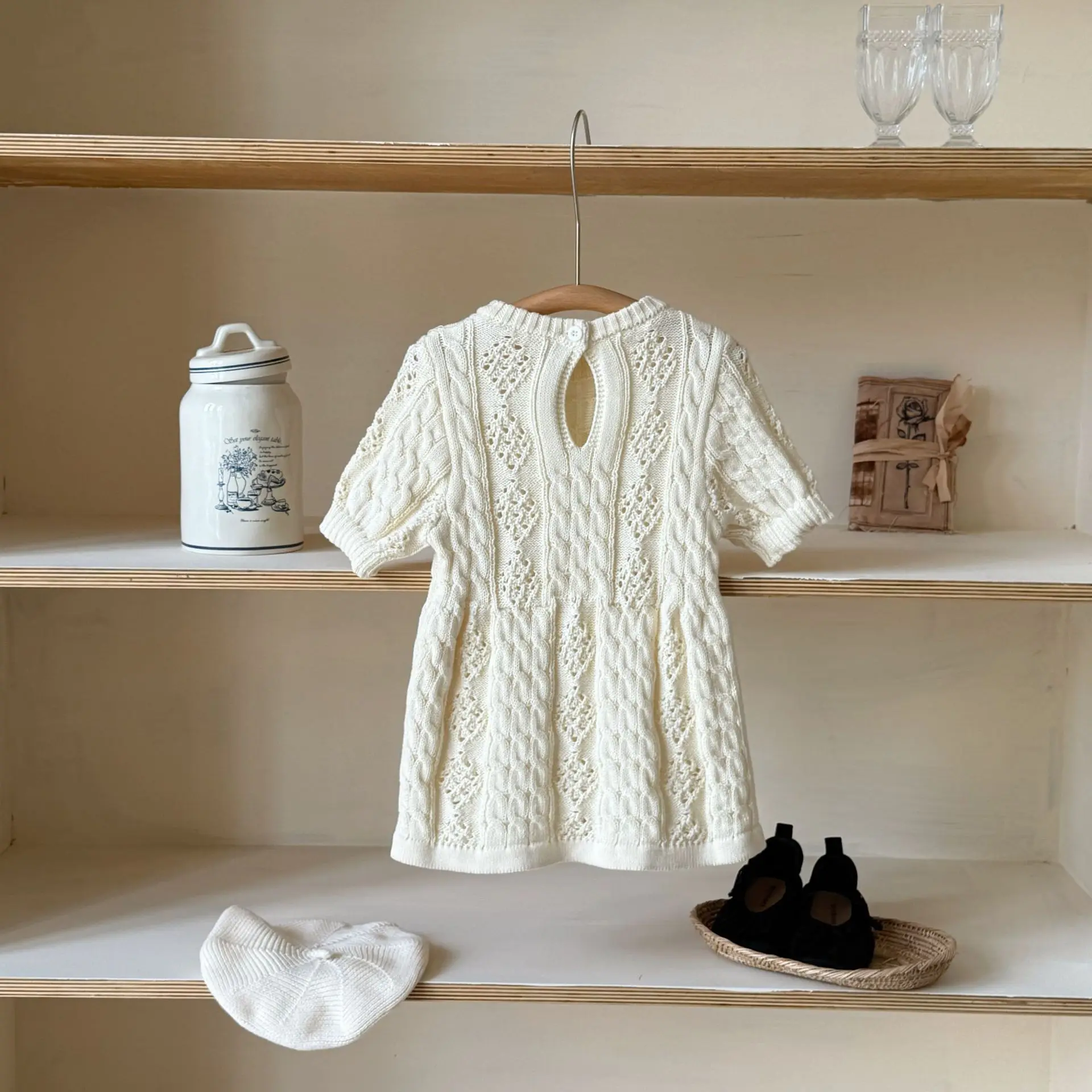 Autumn and Winter New Girl Baby Skirt Knitted Short Sleeve Skirt Hollow Style Dress for Girls Autumn Solid Color Skirt