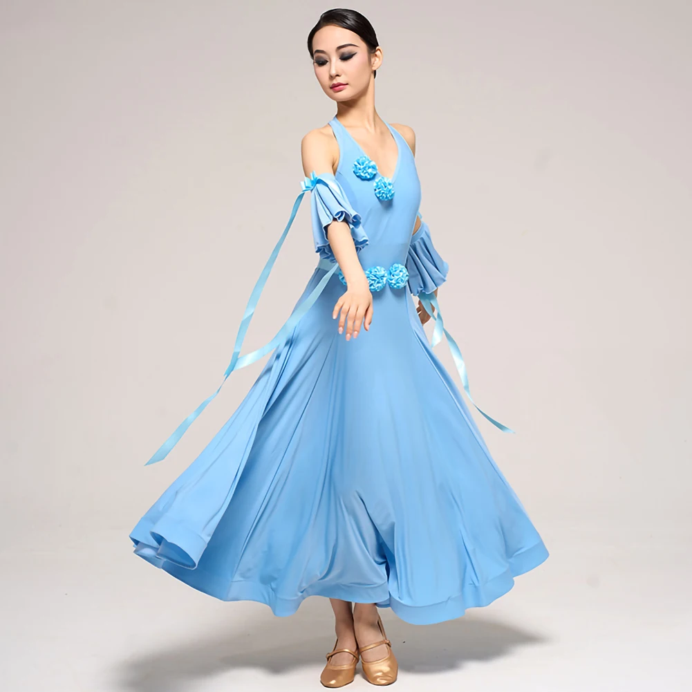 Ballroomdansjurk Wals Oefen Tango Zwart Mouwloos Moderne Danswedstrijd Jurk Kampioenschap Citroengroen V-hals