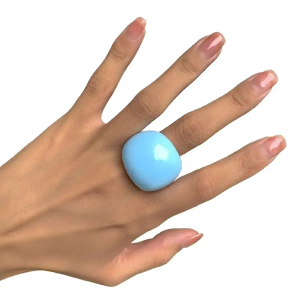 Jewelry Accessories Exaggerated Acrylic Ring Classic Candy Color Geometric Ring Fashion Resin Big Dome Plain Ring Part